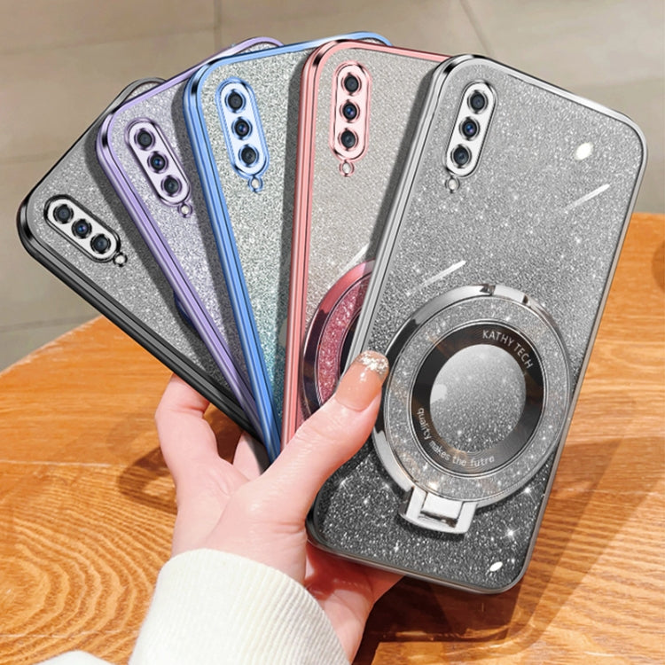 For Samsung Galaxy A70 Plated Gradient Glitter Round Holder TPU Phone Case