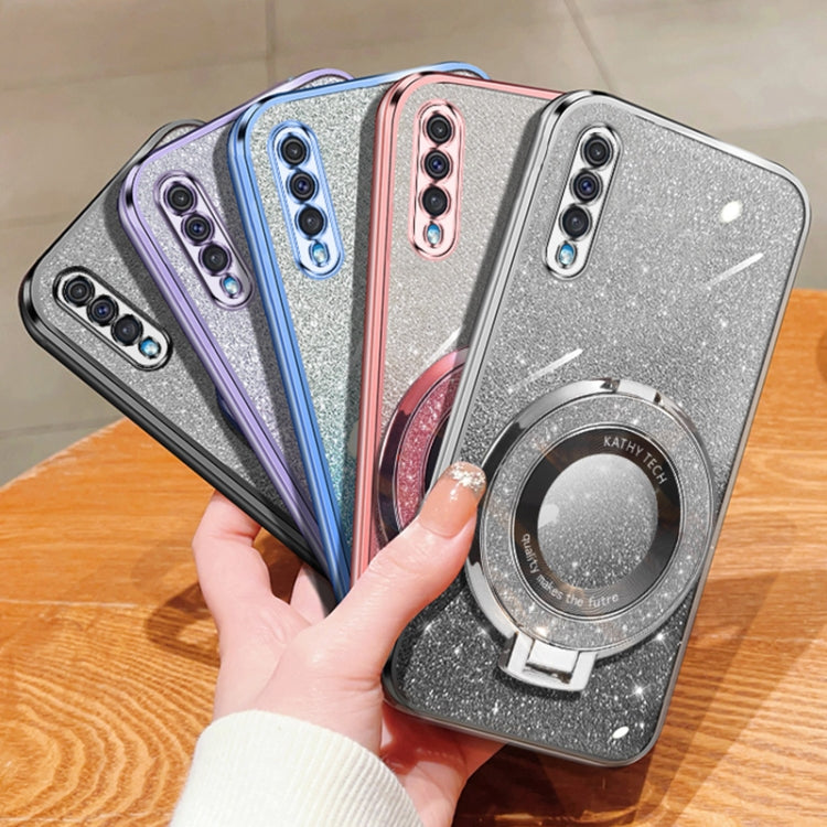 For Samsung Galaxy A50 Plated Gradient Glitter Round Holder TPU Phone Case