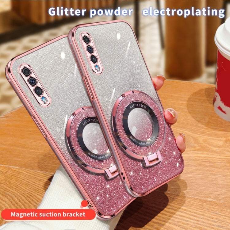 For Samsung Galaxy A50 Plated Gradient Glitter Round Holder TPU Phone Case