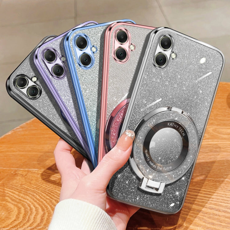 For Samsung Galaxy A06 4G Plated Gradient Glitter Round Holder TPU Phone Case