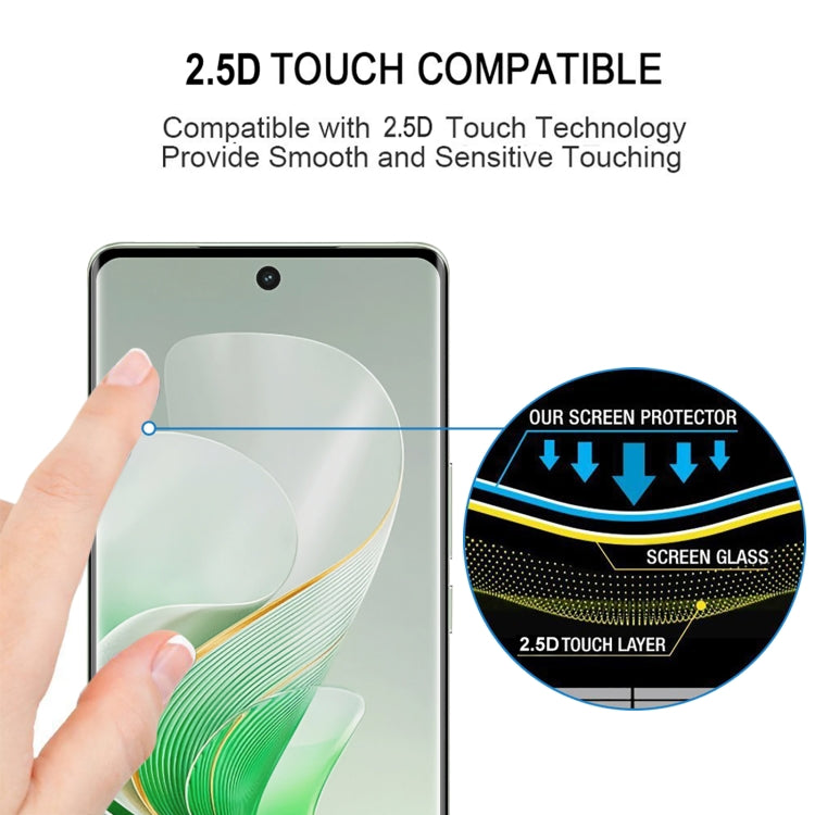 For vivo V40 Pro / T3 Ultra Full Glue 9H HD 3D Curved Edge Tempered Glass Film - Black