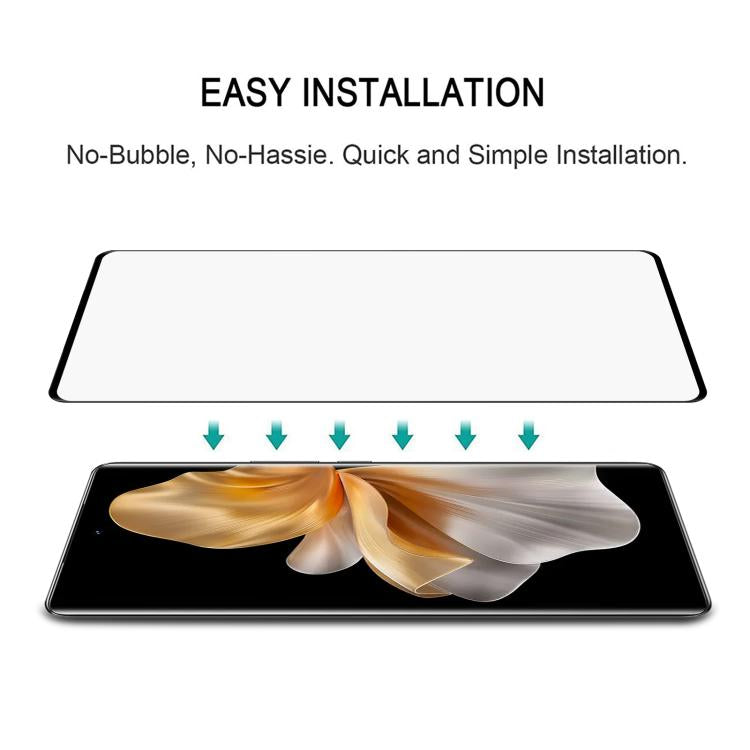 For vivo S18 Pro Full Glue 9H HD 3D Curved Edge Tempered Glass Film - Black