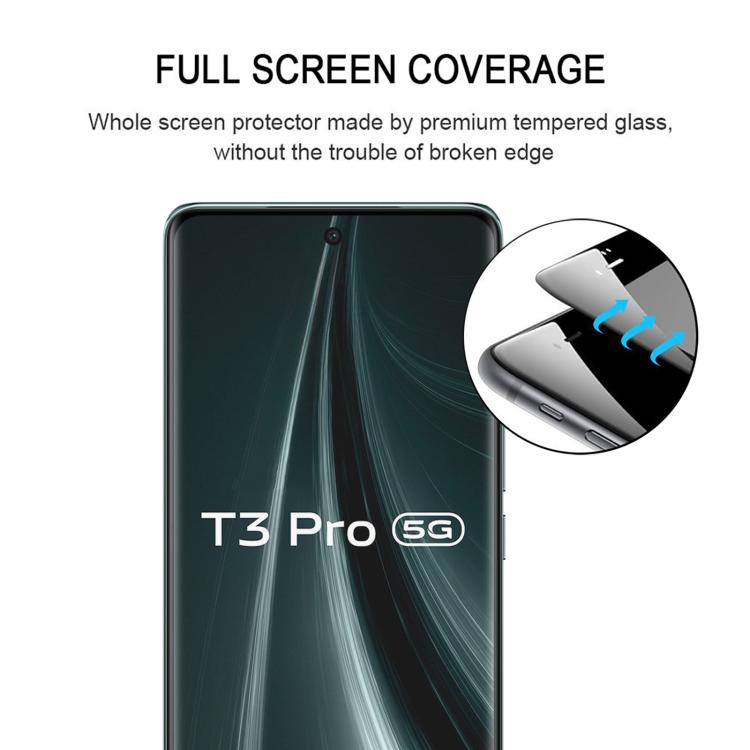 For vivo T3 Pro 5G Full Glue 9H HD 3D Curved Edge Tempered Glass Film - Black