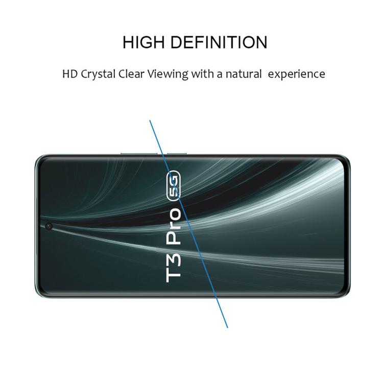 For vivo T3 Pro 5G Full Glue 9H HD 3D Curved Edge Tempered Glass Film - Black