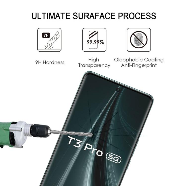 For vivo T3 Pro 5G Full Glue 9H HD 3D Curved Edge Tempered Glass Film - Black