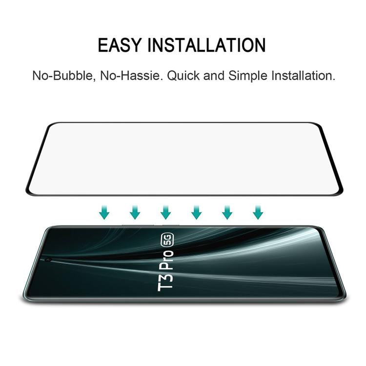 For vivo T3 Pro 5G Full Glue 9H HD 3D Curved Edge Tempered Glass Film - Black