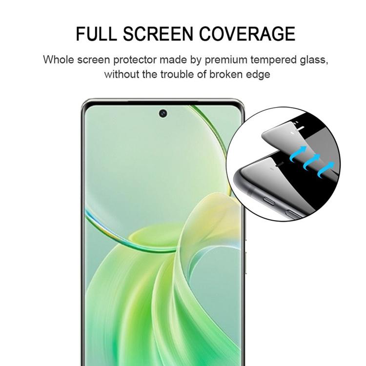For vivo Y100 4G Full Glue 9H HD 3D Curved Edge Tempered Glass Film - Black
