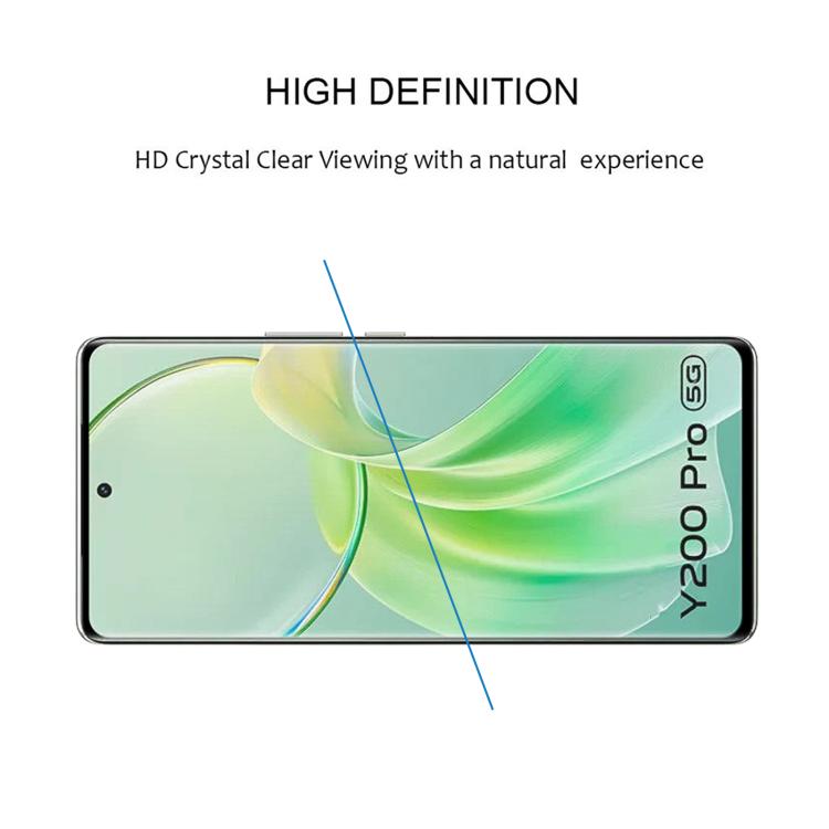 For vivo Y200 Pro Full Glue 9H HD 3D Curved Edge Tempered Glass Film - Black