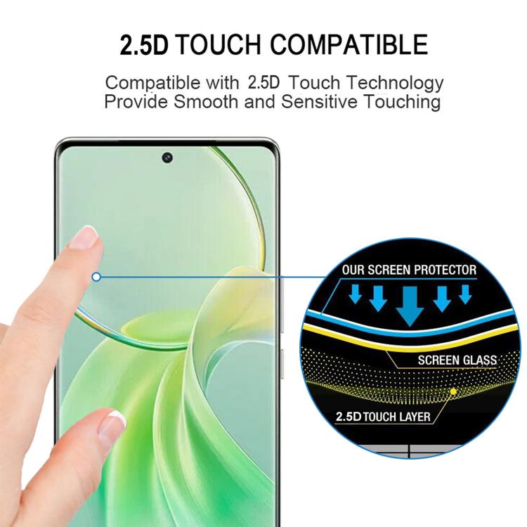 For vivo Y200 Pro Full Glue 9H HD 3D Curved Edge Tempered Glass Film - Black