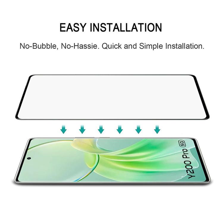 For vivo Y200 Pro Full Glue 9H HD 3D Curved Edge Tempered Glass Film - Black