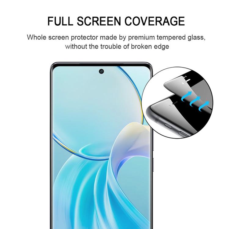 For vivo Y300+ Full Glue 9H HD 3D Curved Edge Tempered Glass Film - Black
