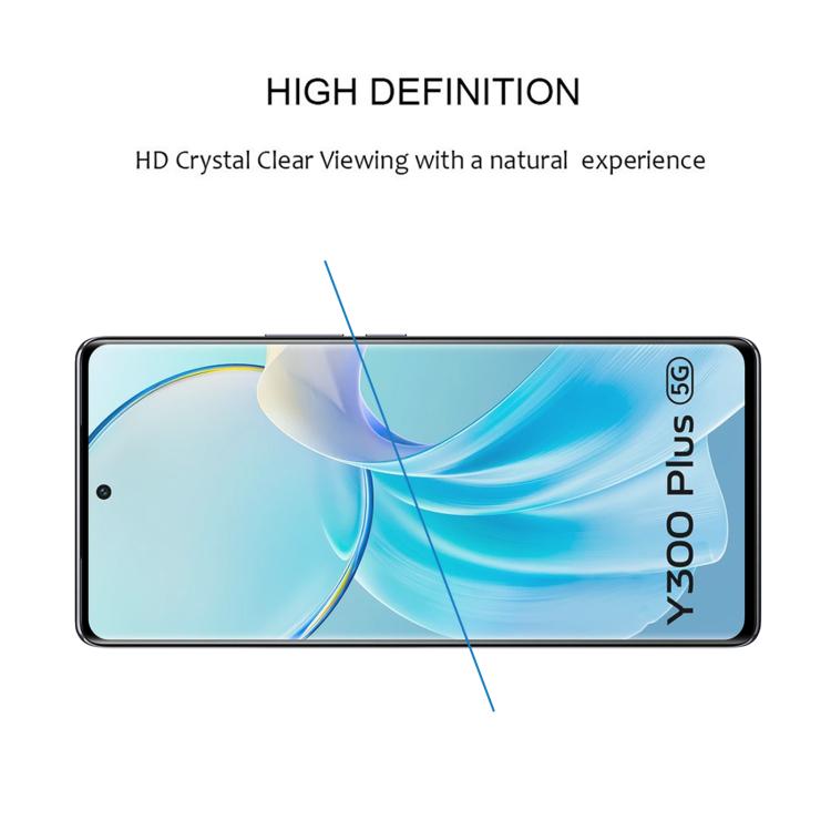For vivo Y300+ Full Glue 9H HD 3D Curved Edge Tempered Glass Film - Black