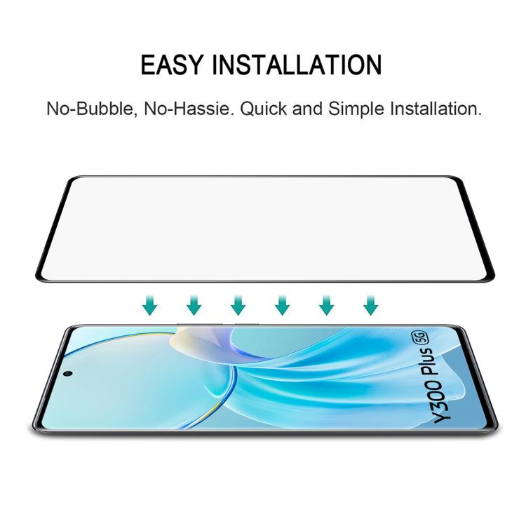 For vivo Y300+ Full Glue 9H HD 3D Curved Edge Tempered Glass Film - Black