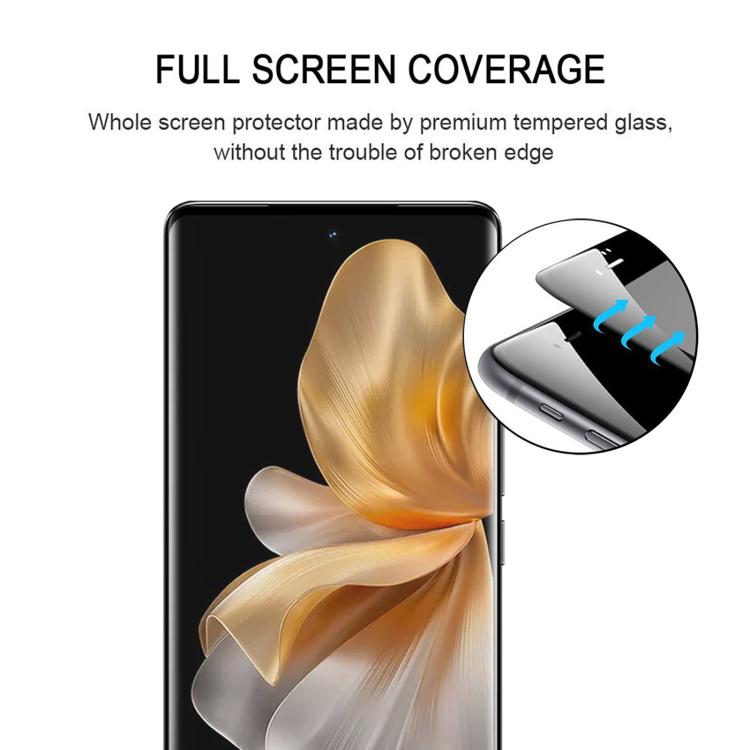 For vivo S18 Pro 25pcs Full Glue 9H HD 3D Curved Edge Tempered Glass Film - Black