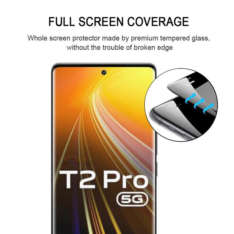 For vivo T2 Pro 5G 25pcs Full Glue 9H HD 3D Curved Edge Tempered Glass Film - Black