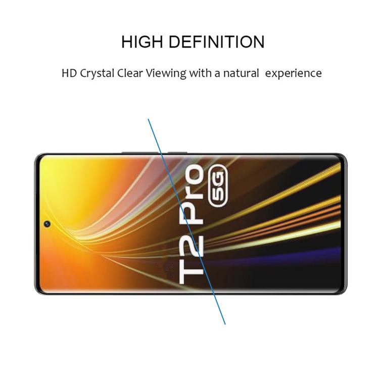 For vivo T2 Pro 5G 25pcs Full Glue 9H HD 3D Curved Edge Tempered Glass Film - Black