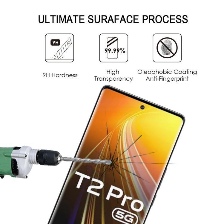 For vivo T2 Pro 5G 25pcs Full Glue 9H HD 3D Curved Edge Tempered Glass Film - Black