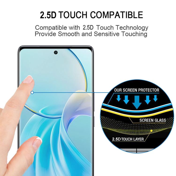 For vivo Y300+ 25pcs Full Glue 9H HD 3D Curved Edge Tempered Glass Film - Black