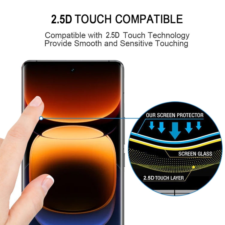 For vivo iQOO 13 Edge Glue 9H HD 3D Curved Edge Tempered Glass Film - Black