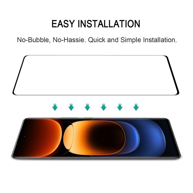 For vivo iQOO 13 Edge Glue 9H HD 3D Curved Edge Tempered Glass Film - Black