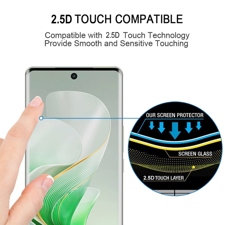 For vivo V40 Pro / T3 Ultra 25pcs Edge Glue 9H HD 3D Curved Edge Tempered Glass Film - Black
