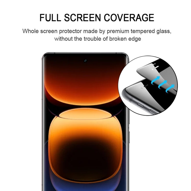 For vivo iQOO 13 25pcs Edge Glue 9H HD 3D Curved Edge Tempered Glass Film - Black