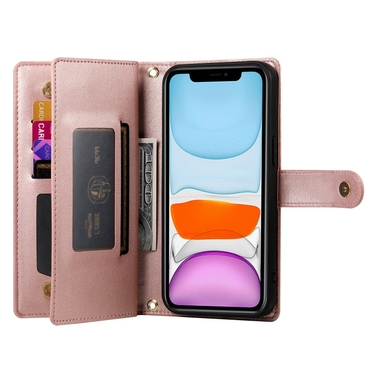 For iPhone 11 Nine Card-slot Zipper Wallet Bag Leather Phone Case
