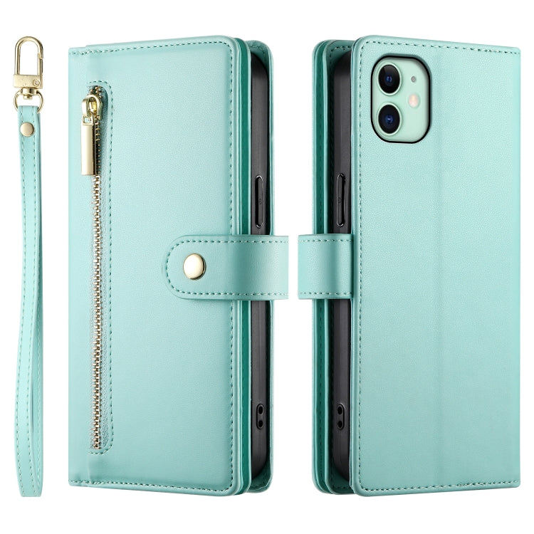 For iPhone 11 Nine Card-slot Zipper Wallet Bag Leather Phone Case