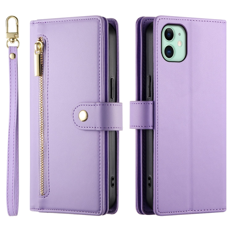 For iPhone 11 Nine Card-slot Zipper Wallet Bag Leather Phone Case