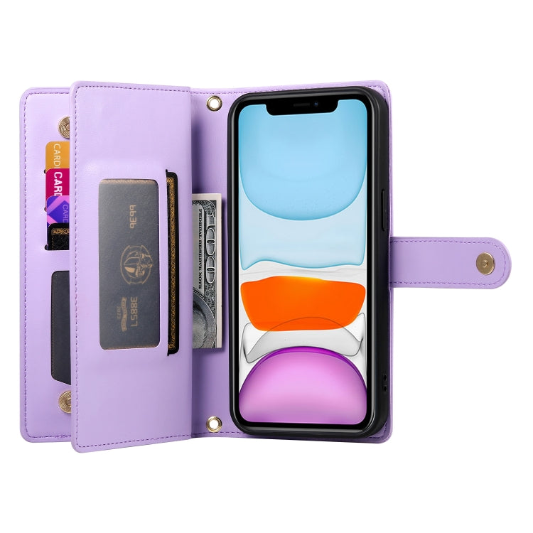 For iPhone 11 Nine Card-slot Zipper Wallet Bag Leather Phone Case