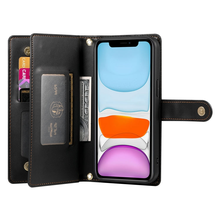For iPhone 11 Nine Card-slot Zipper Wallet Bag Leather Phone Case