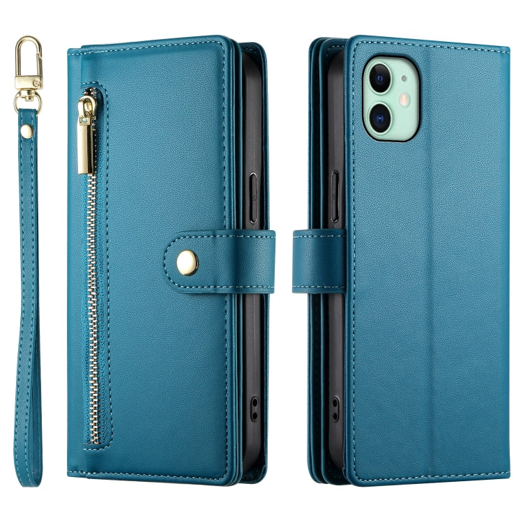 For iPhone 11 Nine Card-slot Zipper Wallet Bag Leather Phone Case