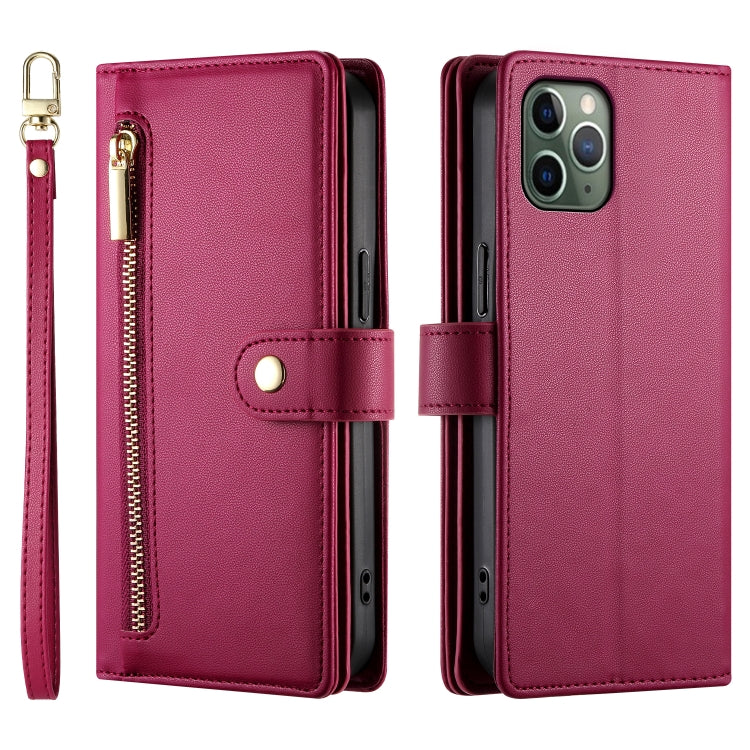 For iPhone 11 Pro Nine Card-slot Zipper Wallet Bag Leather Phone Case