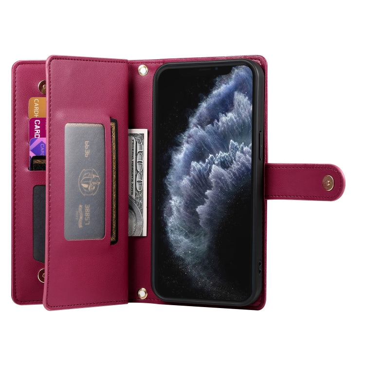 For iPhone 11 Pro Nine Card-slot Zipper Wallet Bag Leather Phone Case