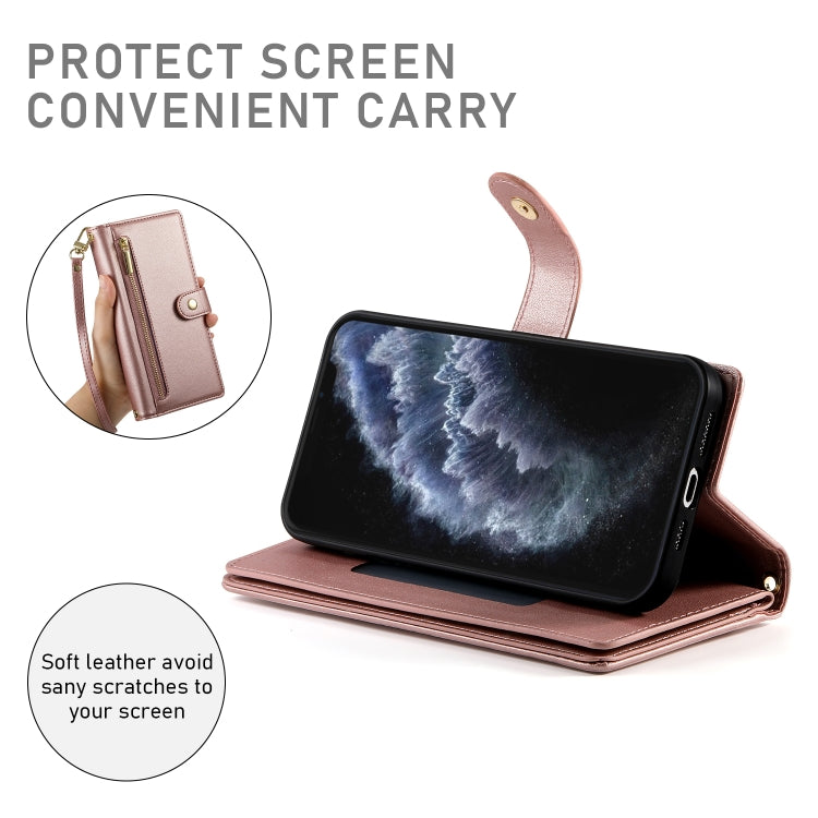 For iPhone 11 Pro Nine Card-slot Zipper Wallet Bag Leather Phone Case