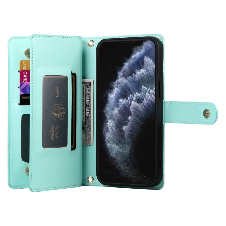 For iPhone 11 Pro Nine Card-slot Zipper Wallet Bag Leather Phone Case