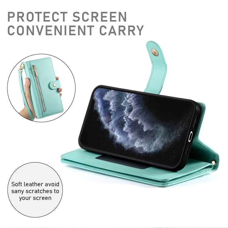 For iPhone 11 Pro Nine Card-slot Zipper Wallet Bag Leather Phone Case