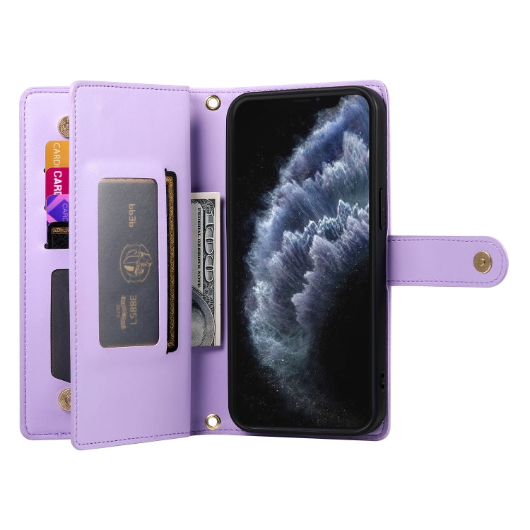 For iPhone 11 Pro Nine Card-slot Zipper Wallet Bag Leather Phone Case