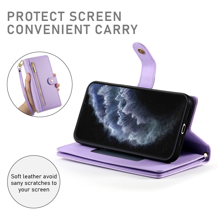 For iPhone 11 Pro Nine Card-slot Zipper Wallet Bag Leather Phone Case