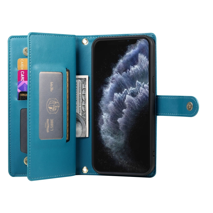 For iPhone 11 Pro Nine Card-slot Zipper Wallet Bag Leather Phone Case