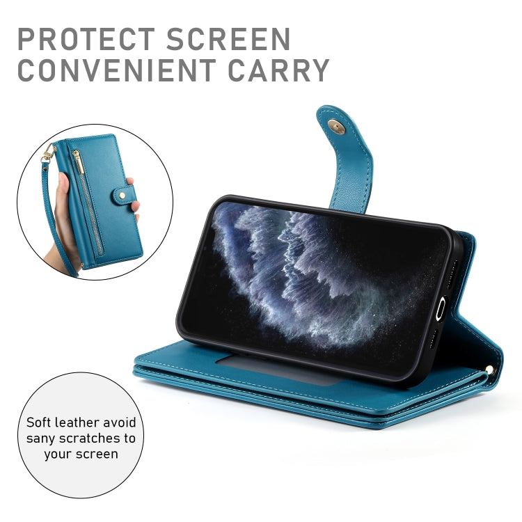 For iPhone 11 Pro Nine Card-slot Zipper Wallet Bag Leather Phone Case