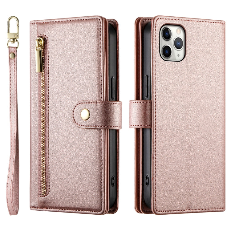 For iPhone 11 Pro Max Nine Card-slot Zipper Wallet Bag Leather Phone Case