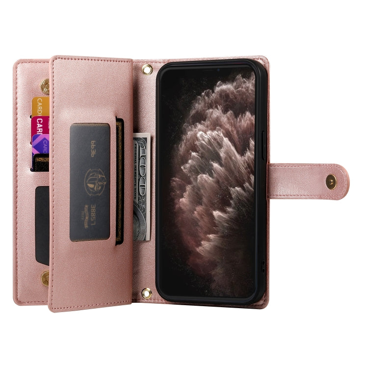 For iPhone 11 Pro Max Nine Card-slot Zipper Wallet Bag Leather Phone Case
