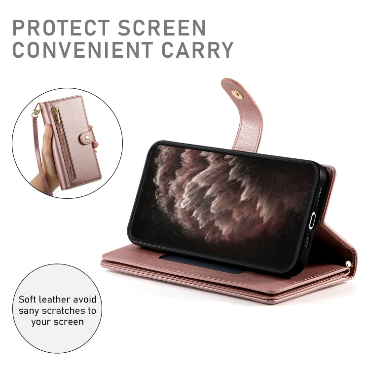 For iPhone 11 Pro Max Nine Card-slot Zipper Wallet Bag Leather Phone Case
