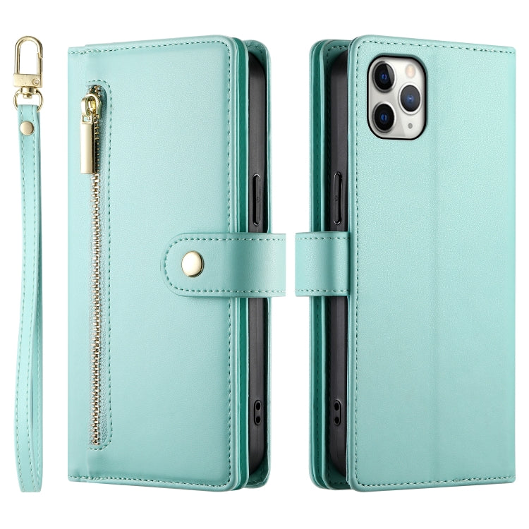 For iPhone 11 Pro Max Nine Card-slot Zipper Wallet Bag Leather Phone Case