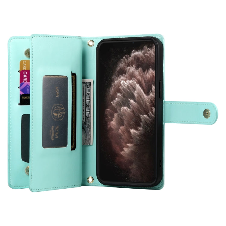 For iPhone 11 Pro Max Nine Card-slot Zipper Wallet Bag Leather Phone Case
