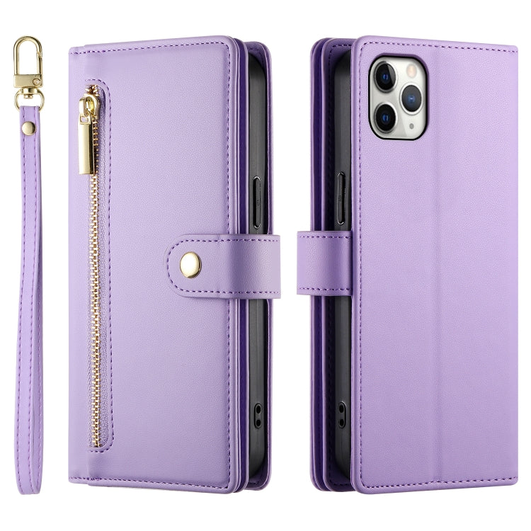 For iPhone 11 Pro Max Nine Card-slot Zipper Wallet Bag Leather Phone Case