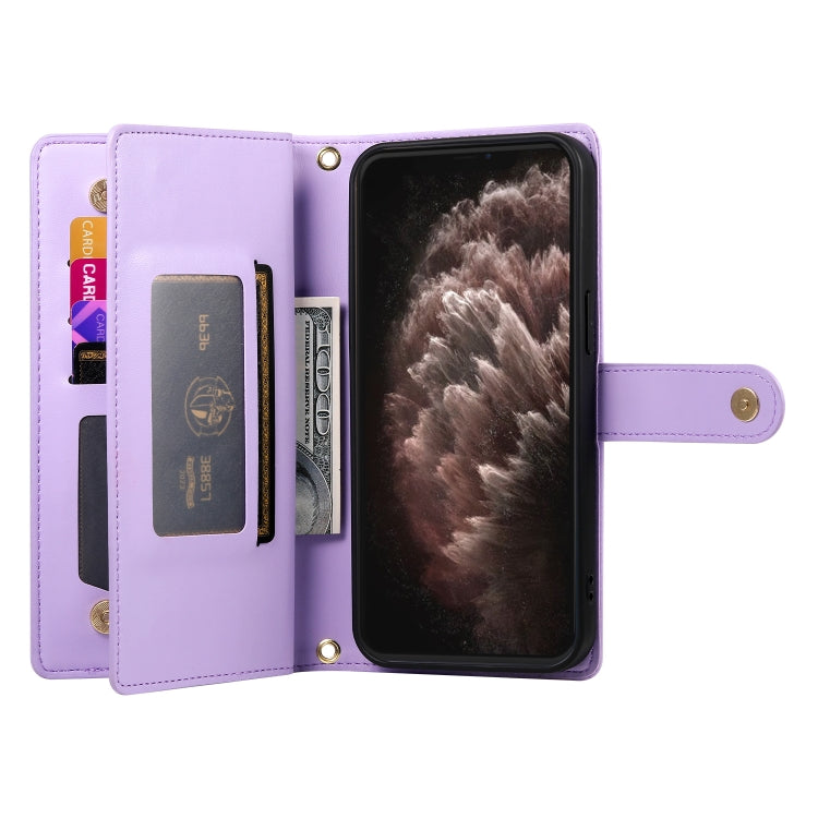 For iPhone 11 Pro Max Nine Card-slot Zipper Wallet Bag Leather Phone Case