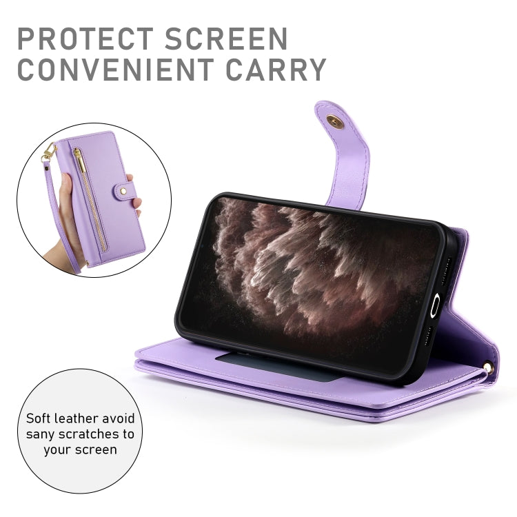For iPhone 11 Pro Max Nine Card-slot Zipper Wallet Bag Leather Phone Case
