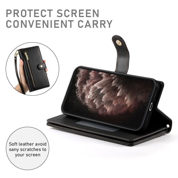 For iPhone 11 Pro Max Nine Card-slot Zipper Wallet Bag Leather Phone Case